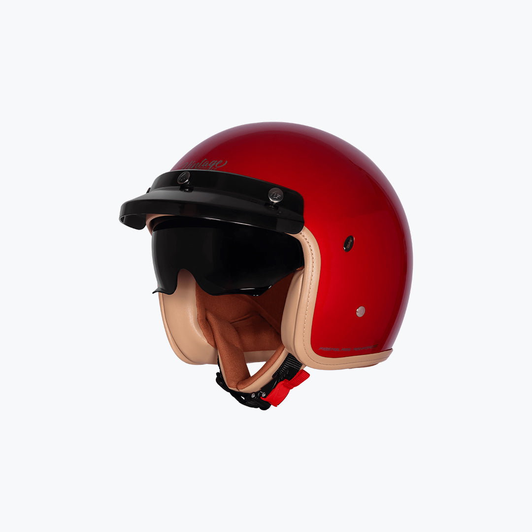 Steelbird 68 Vintage S1 Helmet with Small Clear Visor Glossy Cherry Red M