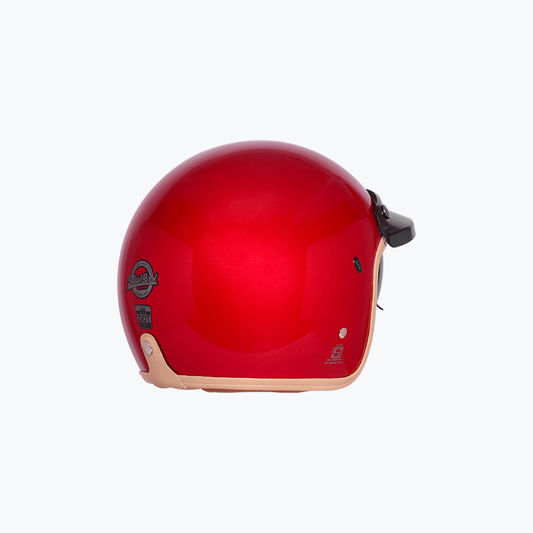 Steelbird 68 Vintage S1 Helmet with Small Clear Visor Glossy Cherry Red M
