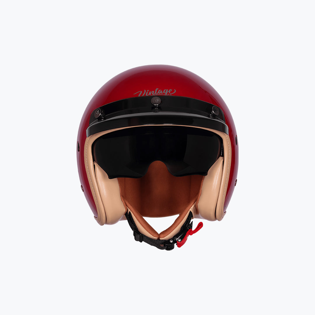 Steelbird 68 Vintage S1 Helmet with Small Clear Visor Glossy Cherry Red M