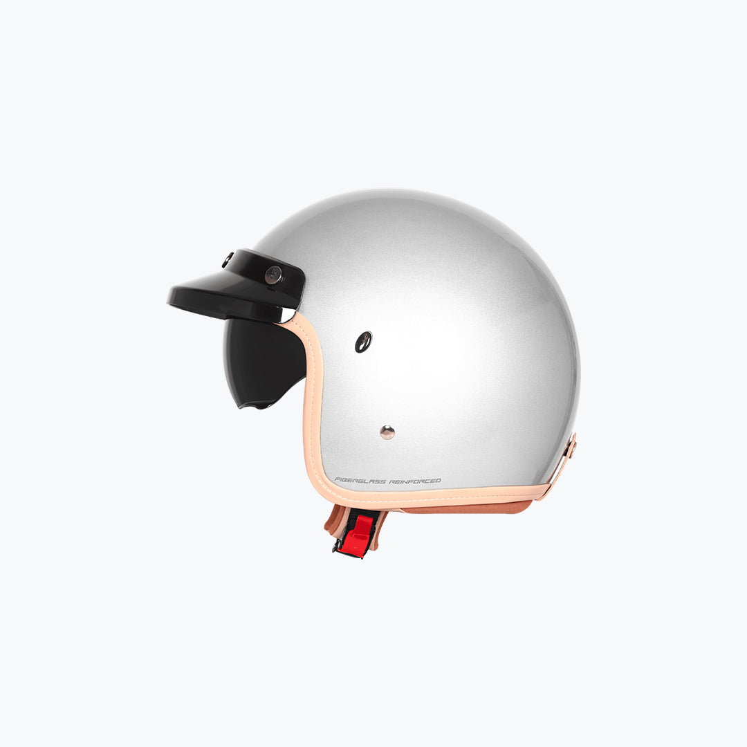 Steelbird 68 Vintage DOT 2.0 Helmet with Extra Peak Glossy Silver