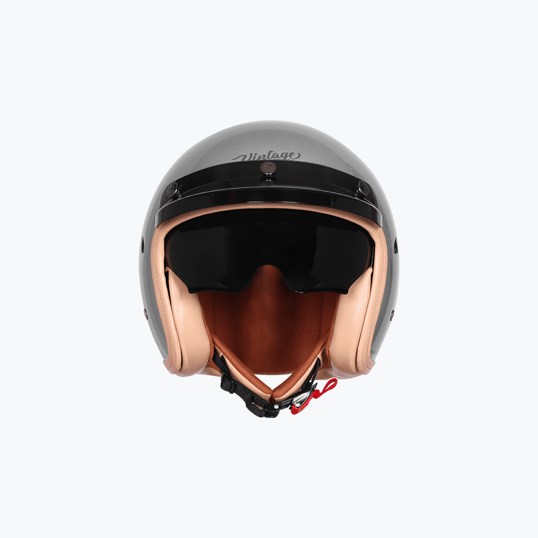 Steelbird 68 Vintage DOT 2.0 Helmet with Extra Peak Glossy Silver