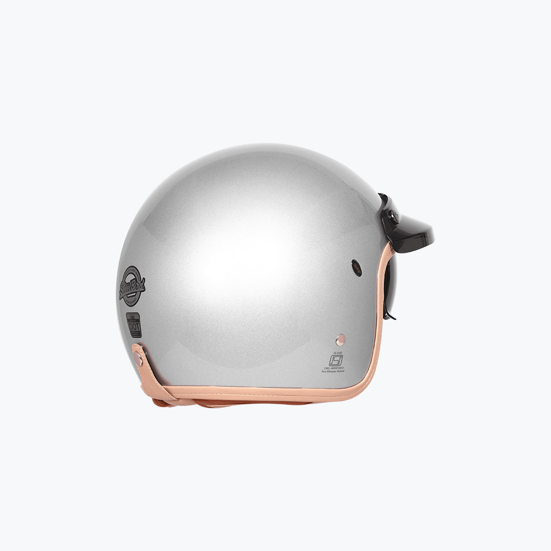 Steelbird 68 Vintage DOT 2.0 Helmet with Extra Peak Glossy Silver