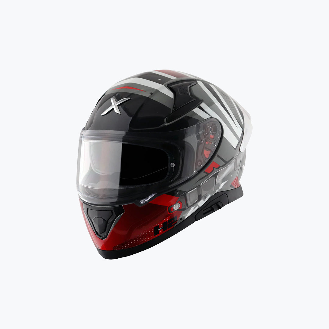 AXOR Apex Hex-2 Dull Cool Grey Red Full Face Helmet