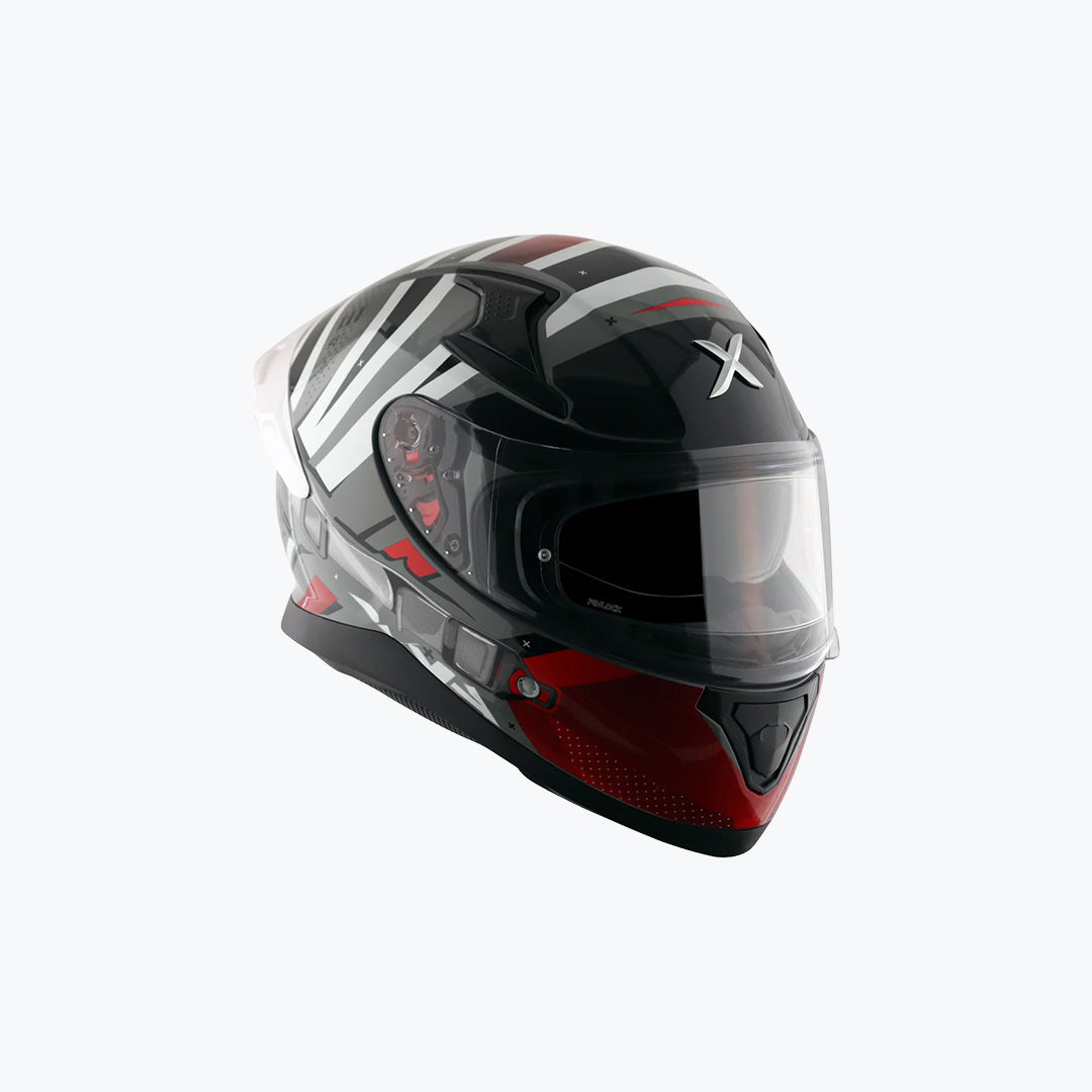 AXOR Apex Hex-2 Dull Cool Grey Red Full Face Helmet