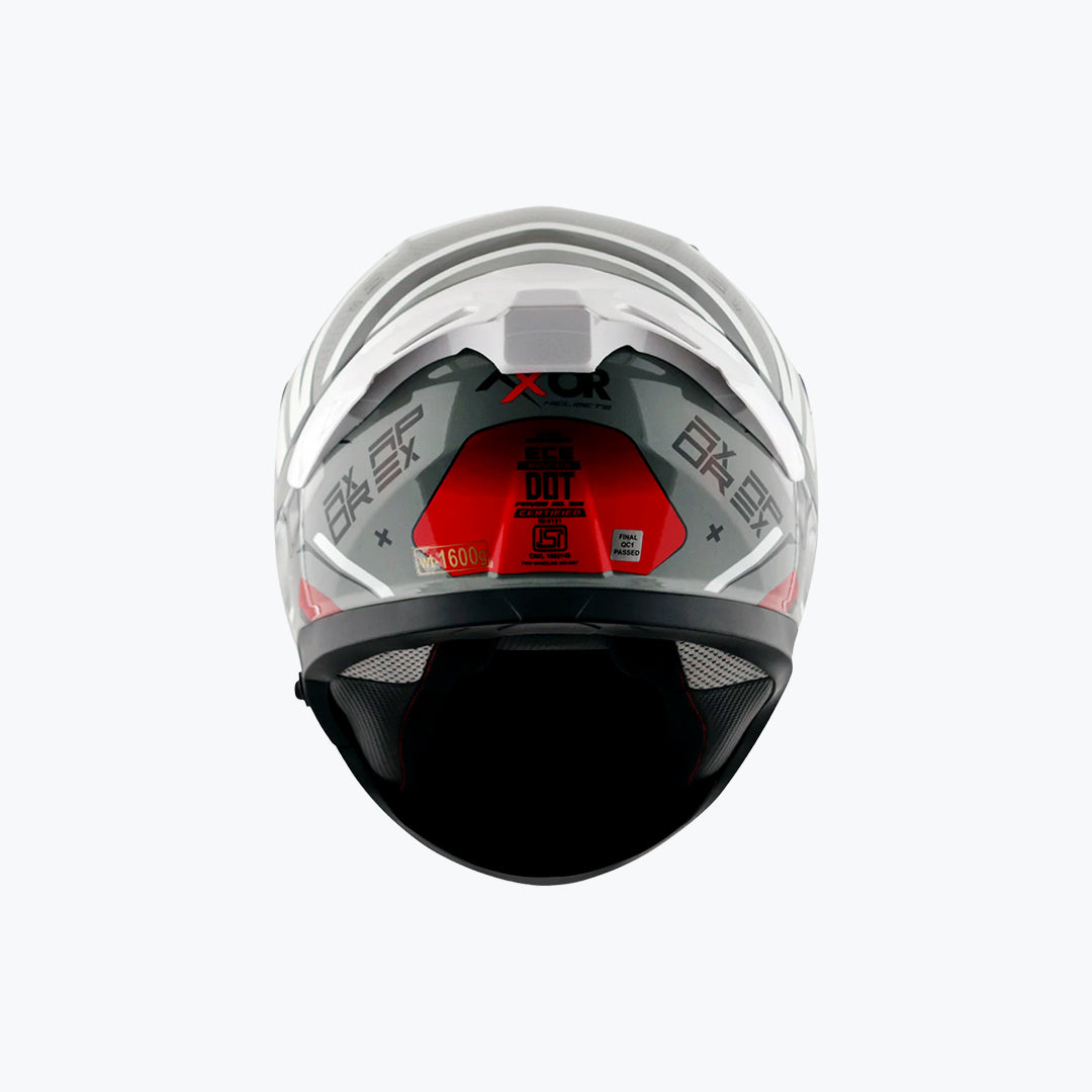 AXOR Apex Hex-2 Dull Cool Grey Red Full Face Helmet