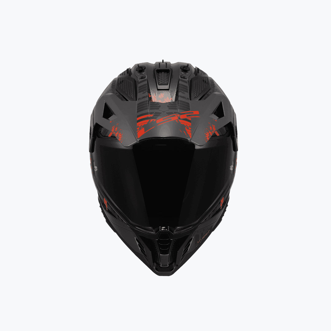 LS2 MX436 Pioneer II Crazy Gloss Black Red Helmet