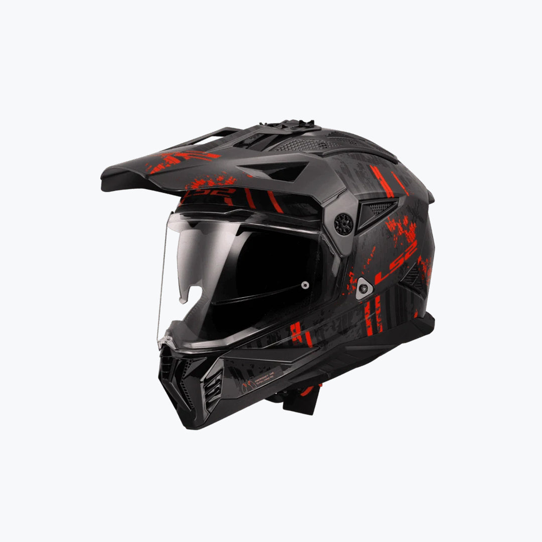 LS2 MX436 Pioneer II Crazy Gloss Black Red Helmet