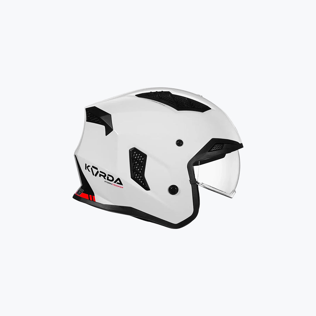 KORDA StormTrooper Solid Gloss Black White Full Face Helmet