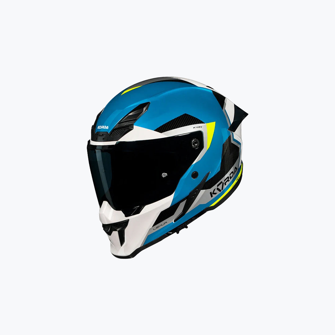 KORDA Icon Lemur Gloss White Blue Full Face Helmet
