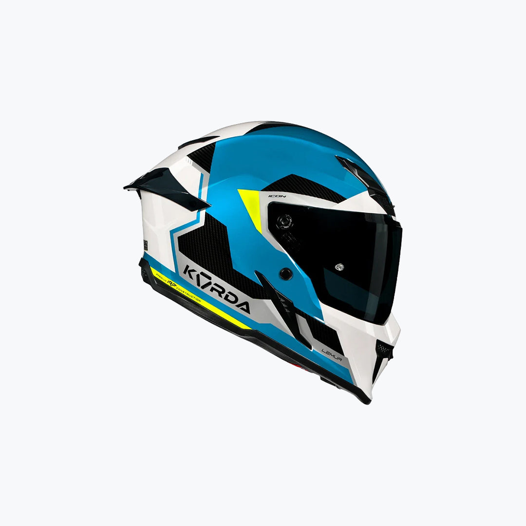 KORDA Icon Lemur Gloss White Blue Full Face Helmet