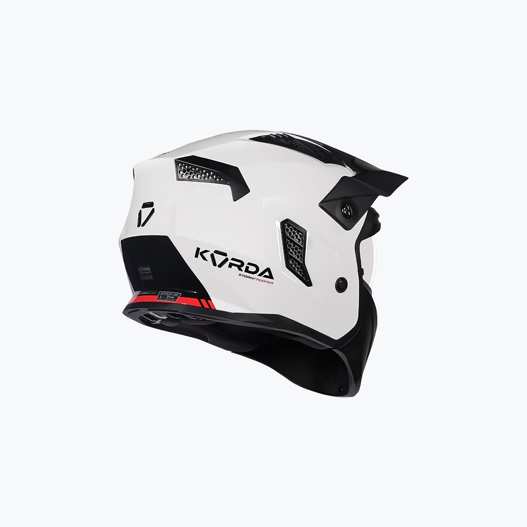 KORDA StormTrooper Solid Gloss Black White Full Face Helmet