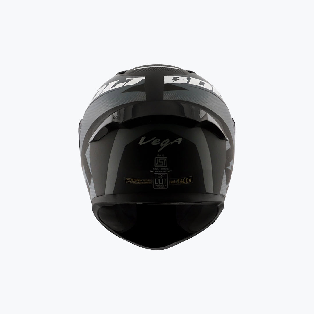 Vega Bolt DX Macho Full Face Helmet Dull Black Grey