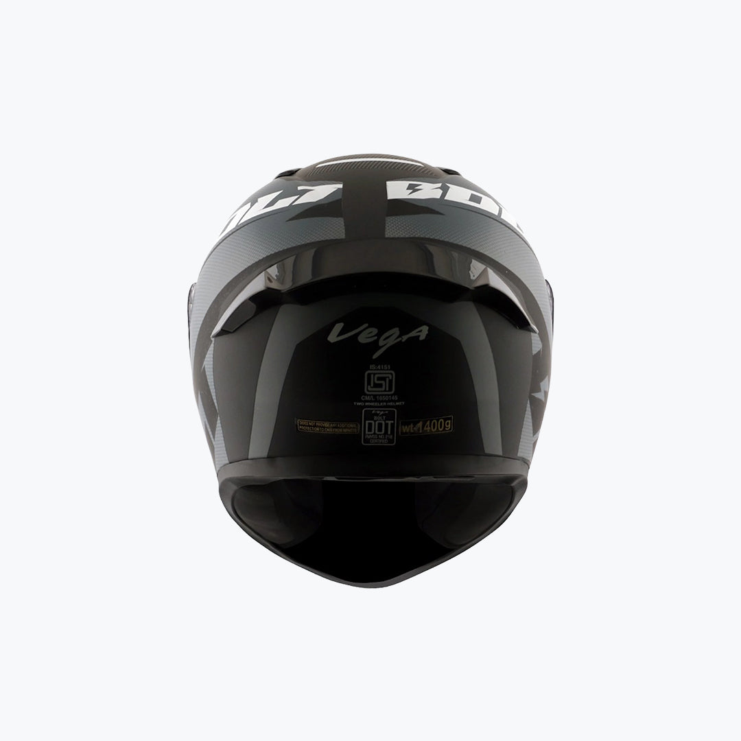 Vega Bolt Macho Full Face Helmet Dull Black Grey