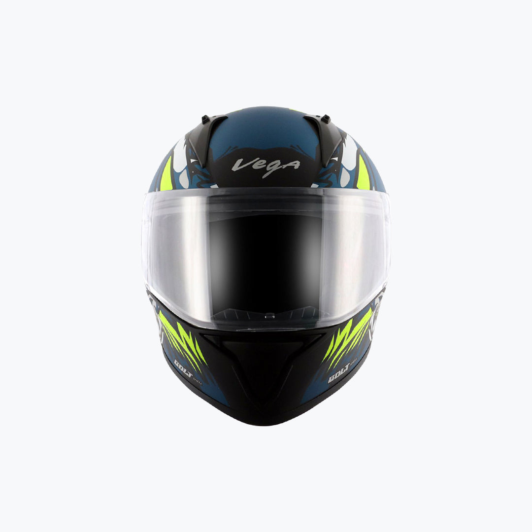 Vega Bolt Bunny Dull Black Blue Full Face Helmet