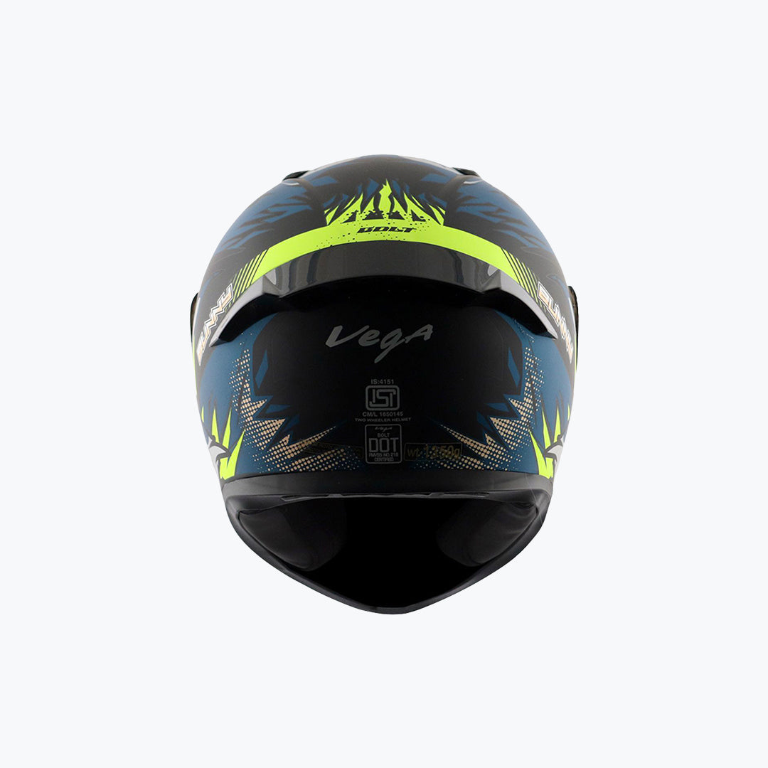 Vega Bolt Bunny Dull Black Blue Full Face Helmet