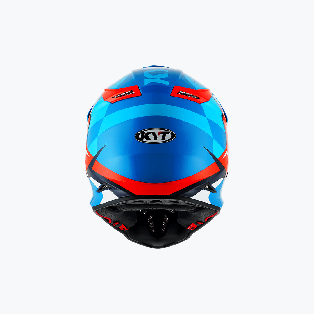 KYT Skyhawk Glowing Blue Orange Fluo Off-Road Motocross Helmet