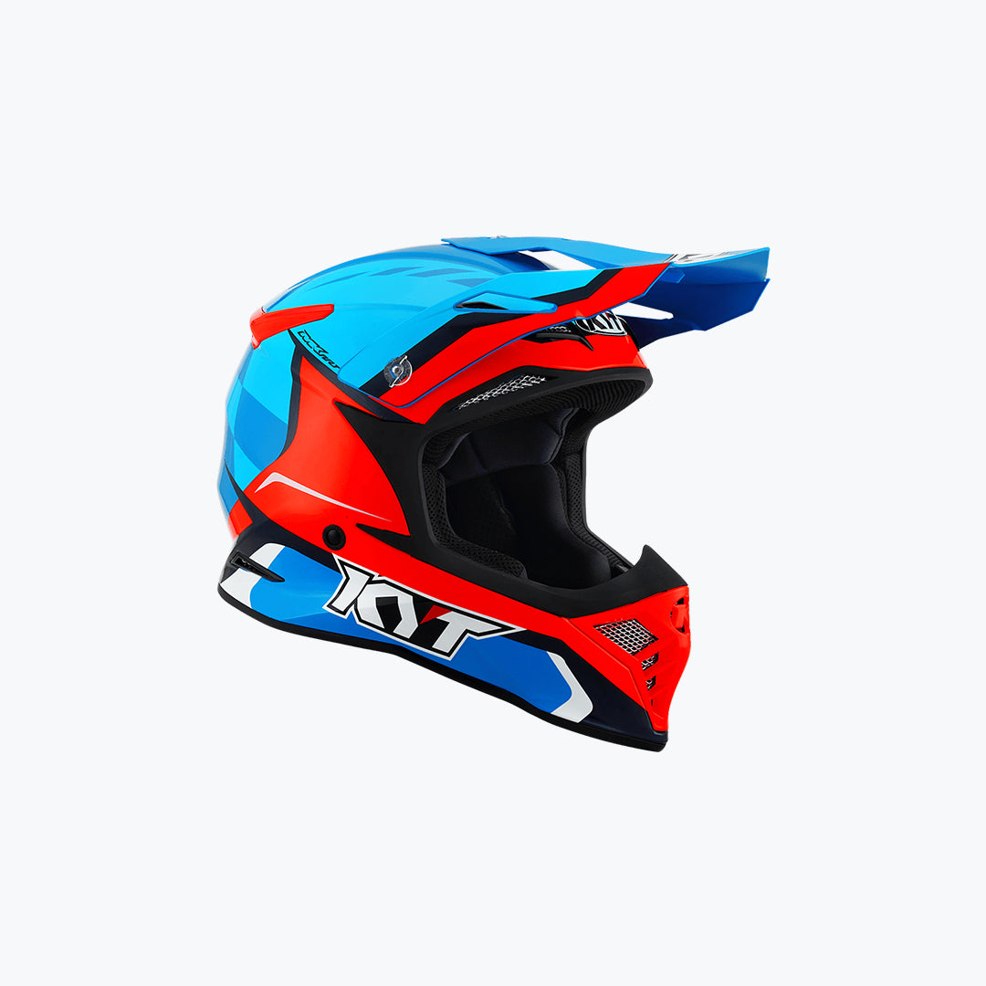 KYT Skyhawk Glowing Blue Orange Fluo Off-Road Motocross Helmet