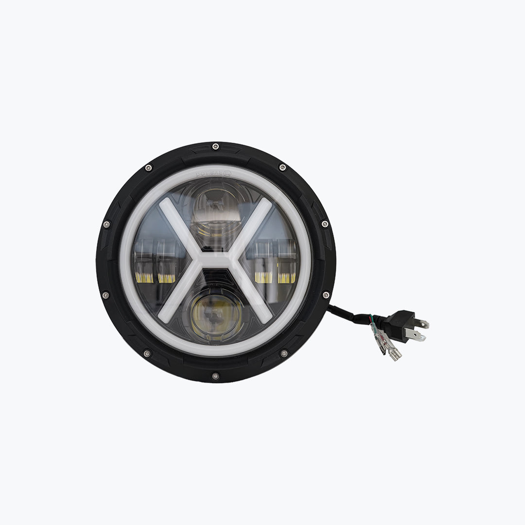 HJG 7 Inch X Type Headlight 45 Watts Universal LED Motorcycle Headlight