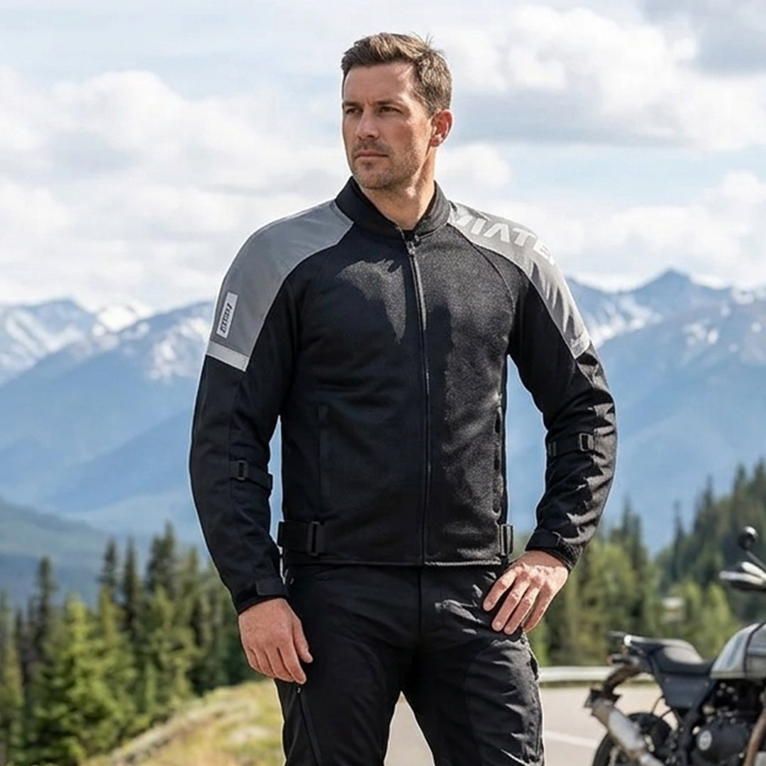 ViaTerra Fender Urban Mesh Riding Jacket with Base Layer Black Grey