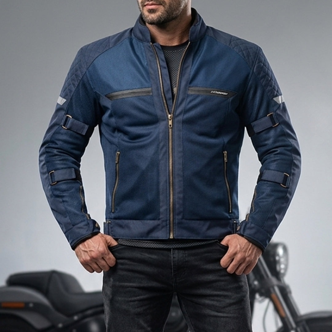 CRAMSTER Flux Jacket Blue Motorcycle Riding Jacket Protective Riding Gear