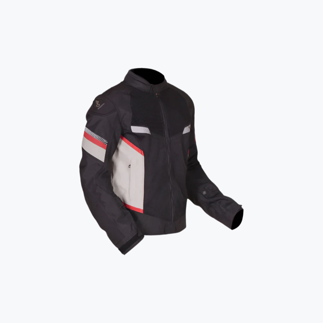 Bikeratti Veloce Motorcycle Riding Jacket Light Grey Red