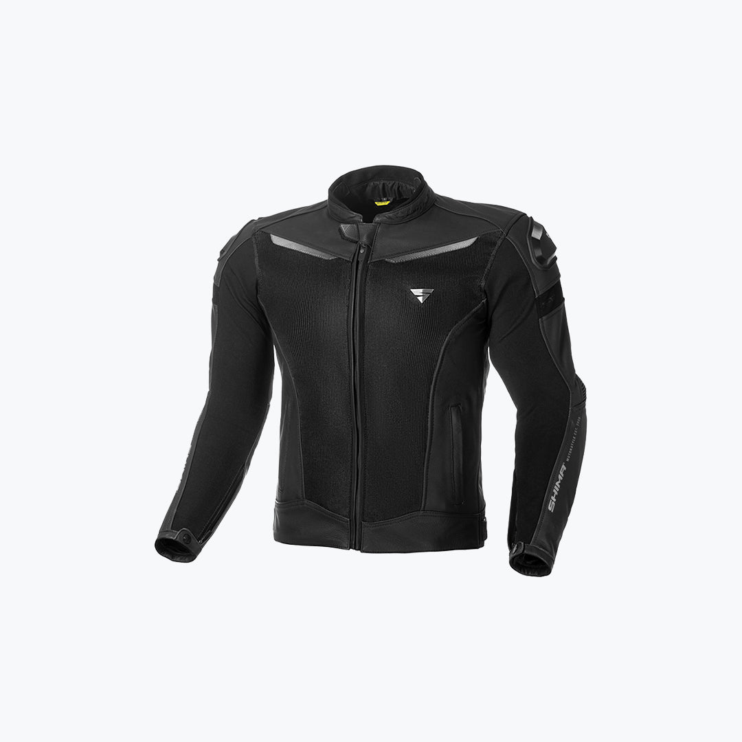 Shima Piston Leather Mesh Jacket Black