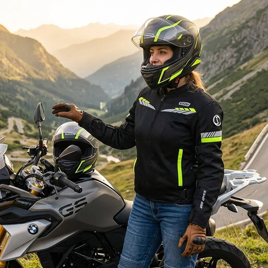 Rynox Air GT 4 Women's Jacket Black Hi-Viz Green