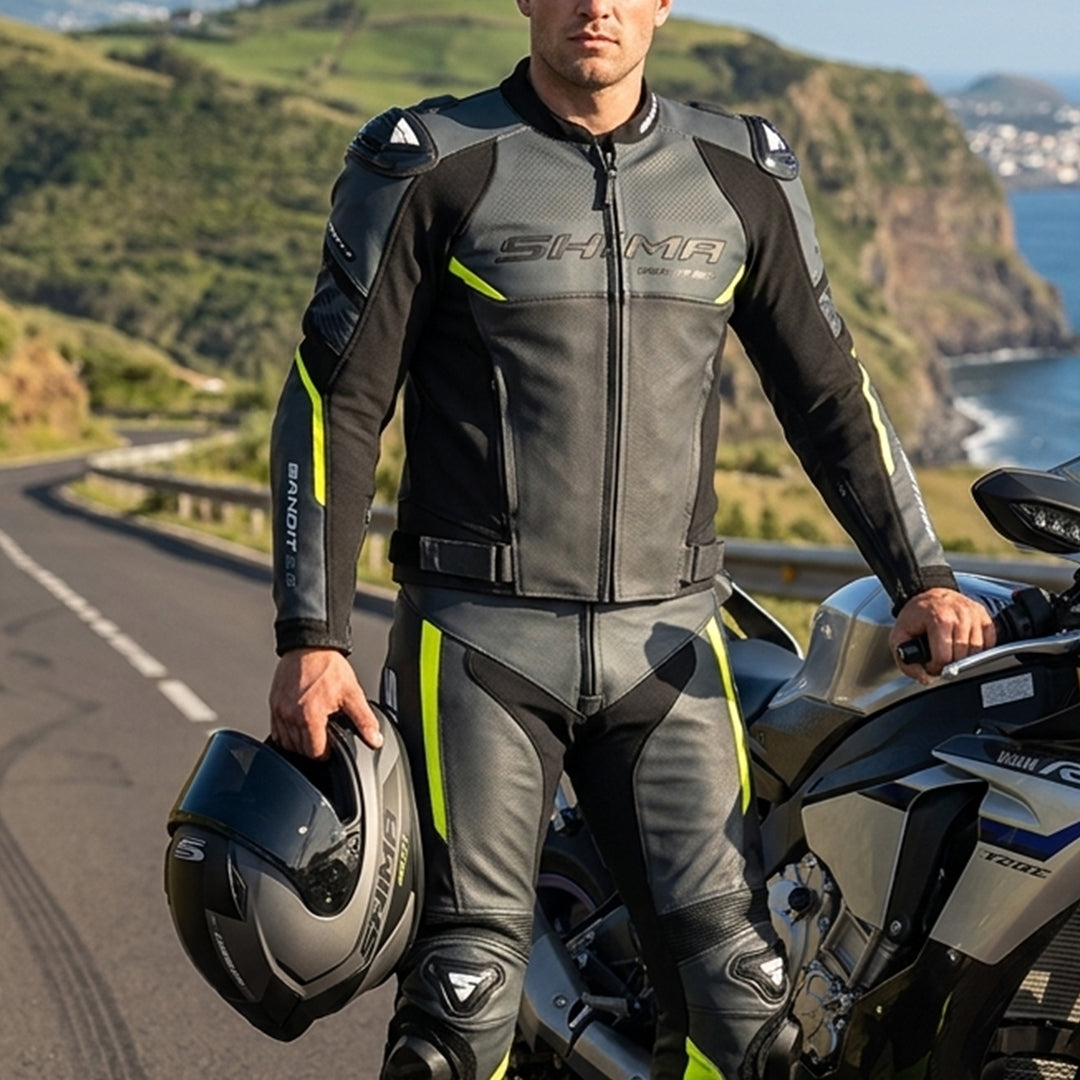 SHIMA Bandit 2.0 Fluo Leather Motorcycle Riding Jacket