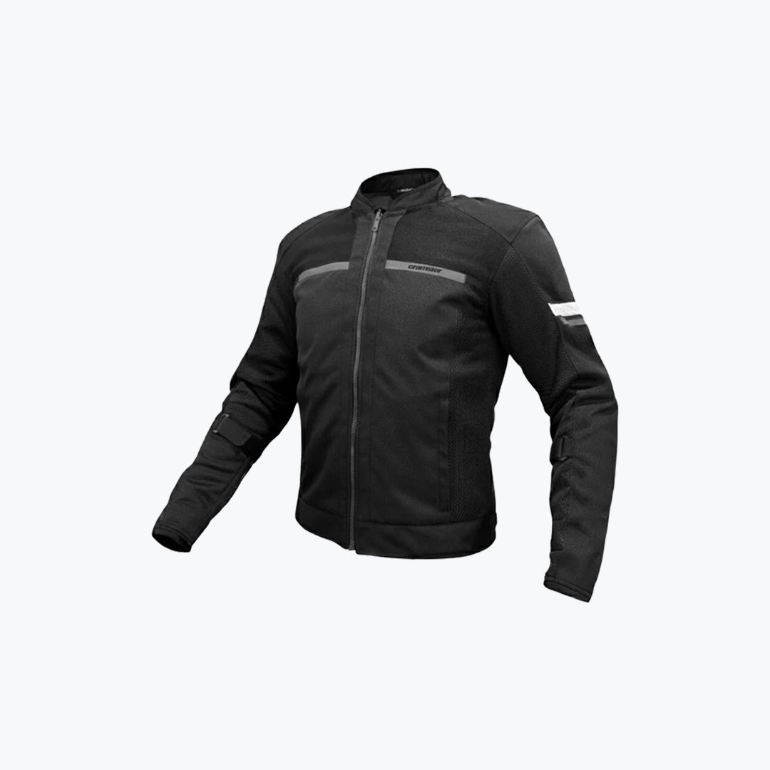 CRAMSTER Breezer Jacket Black White Motorcycle Riding Jacket Protective Mesh Jacket