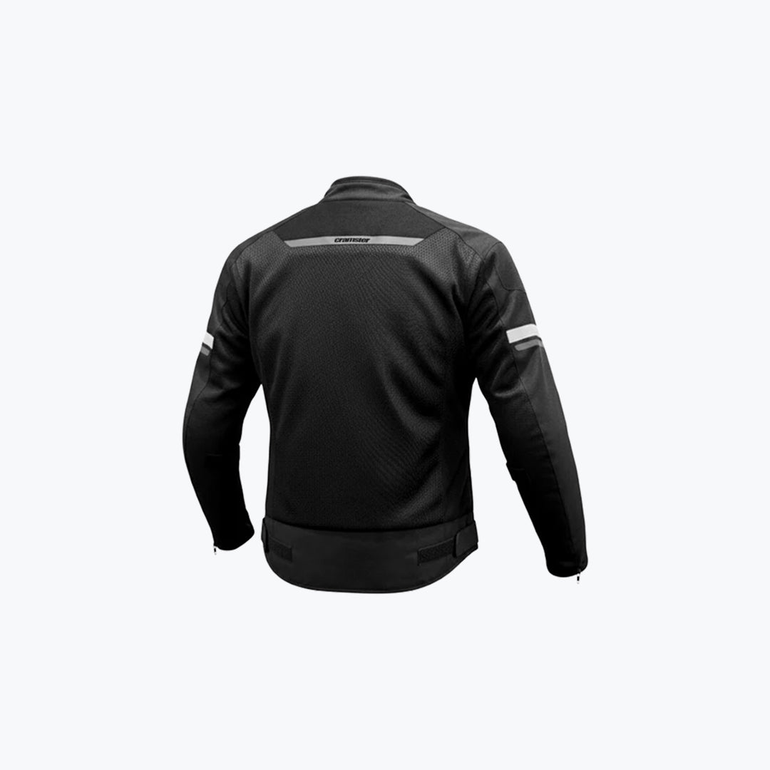 CRAMSTER Breezer Jacket Black White Motorcycle Riding Jacket Protective Mesh Jacket