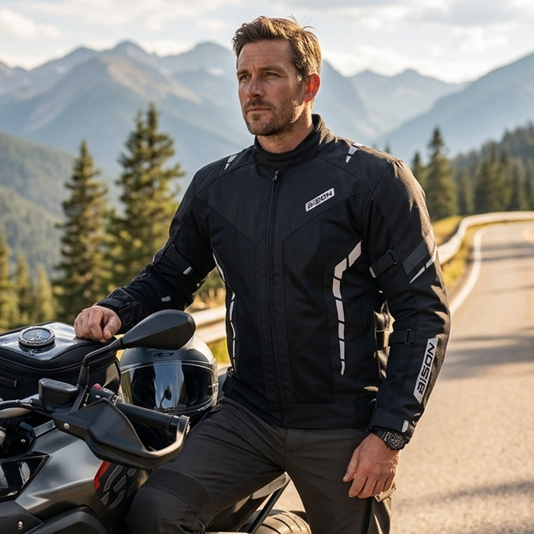 Bison Masculine V2 Motorcycle Riding Jacket Black