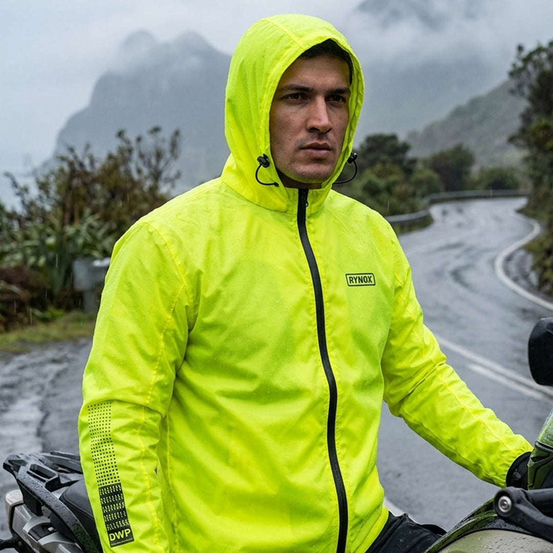 Rynox H2GO Pro 3 Rain Jacket Hi-Viz Green