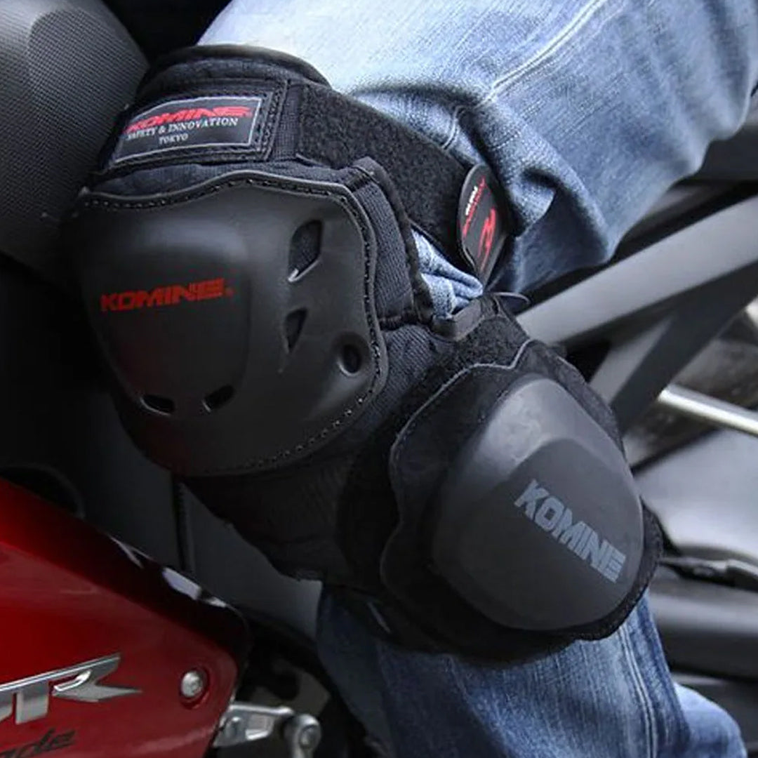 Kominie Knee Guard with Slider Black – Motorcycle Riding Knee Protector