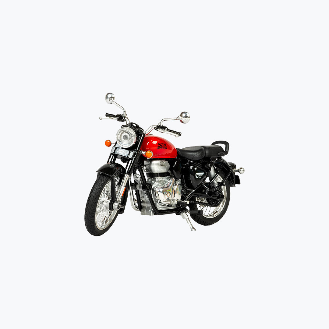 Royal Enfield Classic 350 Toy Bike 1:15 Scale Model with Interchangeable Fuel Tanks & Pull-Back Mechanism