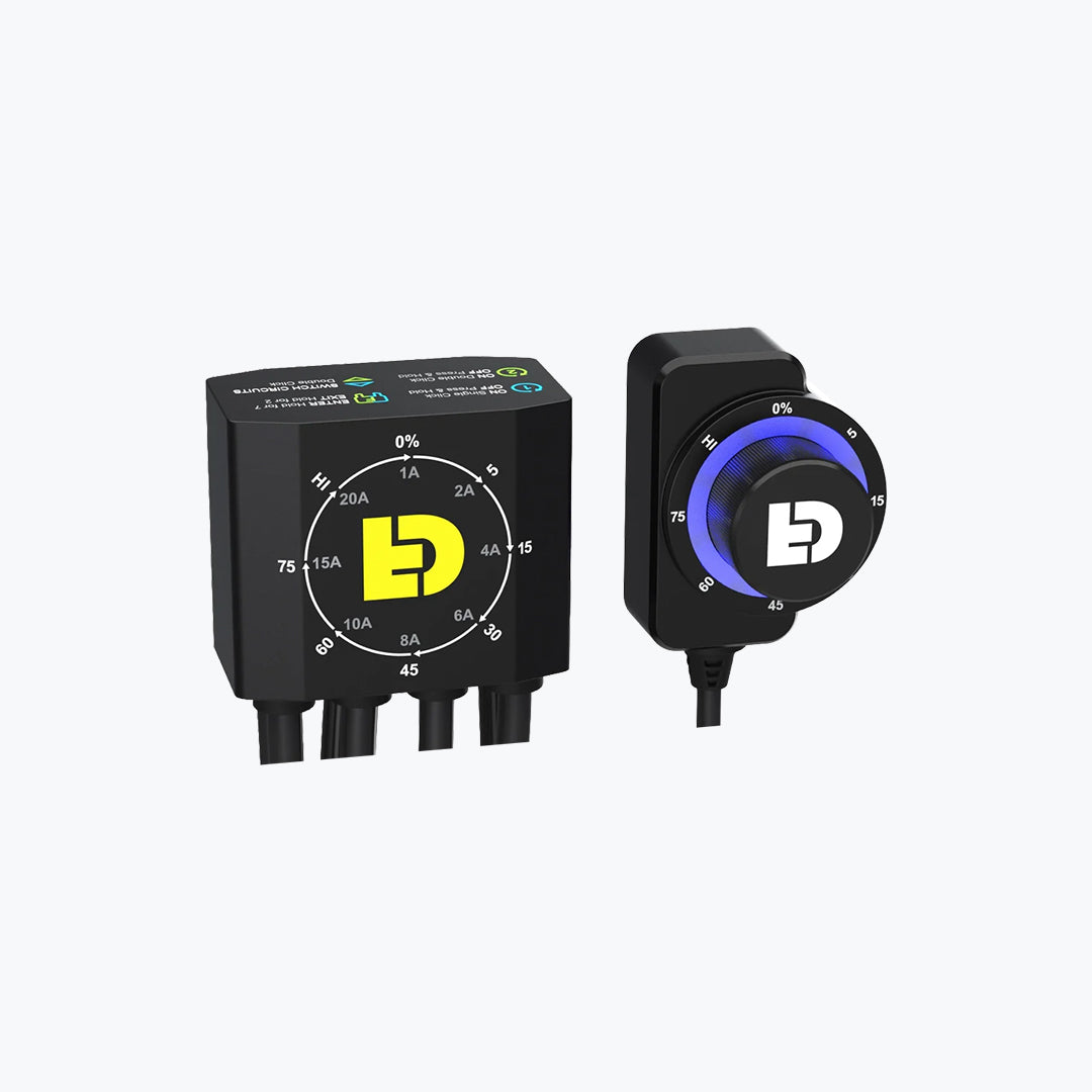 Denali DialDim Universal Motorcycle Lighting Controller with Multicolor Halo Dimmer Switch