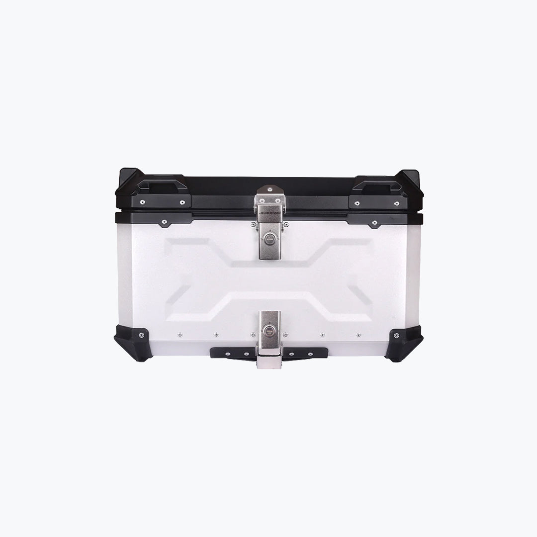 JB Racing TC X 65L Premium Aluminium Top Case Silver with Back Rest Pad