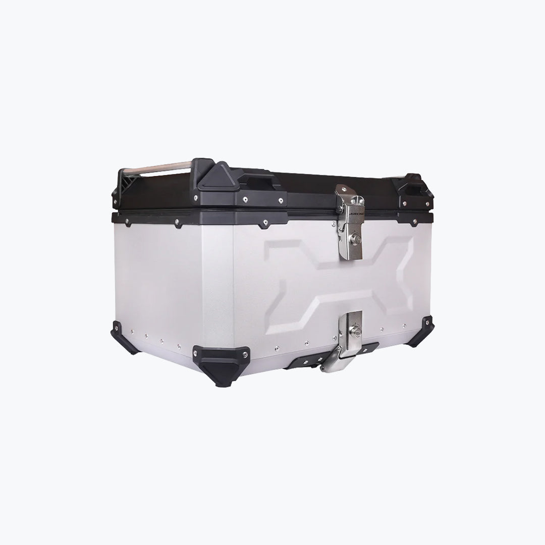 JB Racing TC X 65L Premium Aluminium Top Case Silver with Back Rest Pad