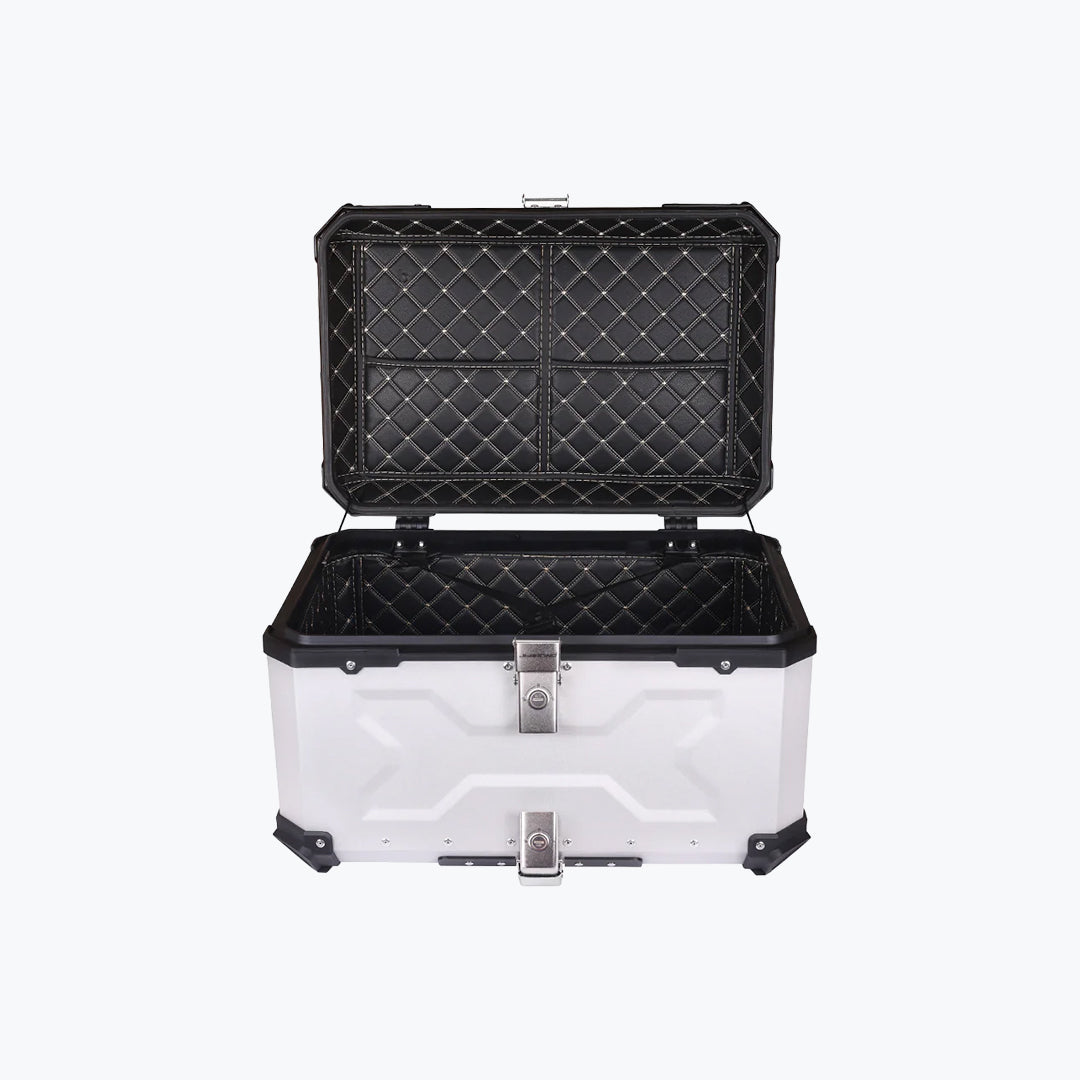 JB Racing TC X 65L Premium Aluminium Top Case Silver with Back Rest Pad