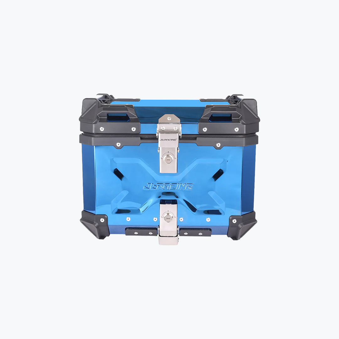 JB Racing TC Aluminium X45L Gloss Blue Top Box with Back Rest Pad