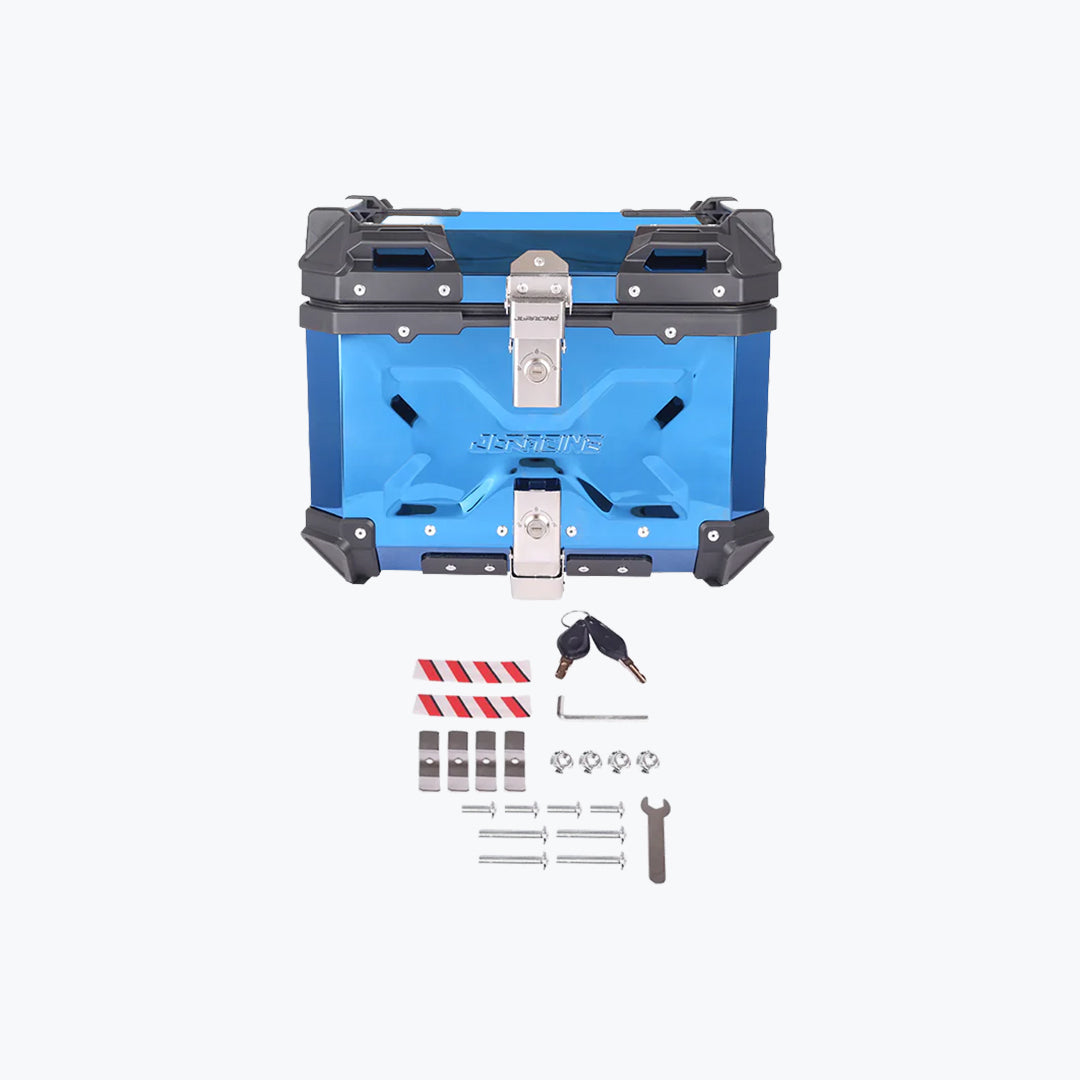 JB Racing TC Aluminium X45L Gloss Blue Top Box with Back Rest Pad