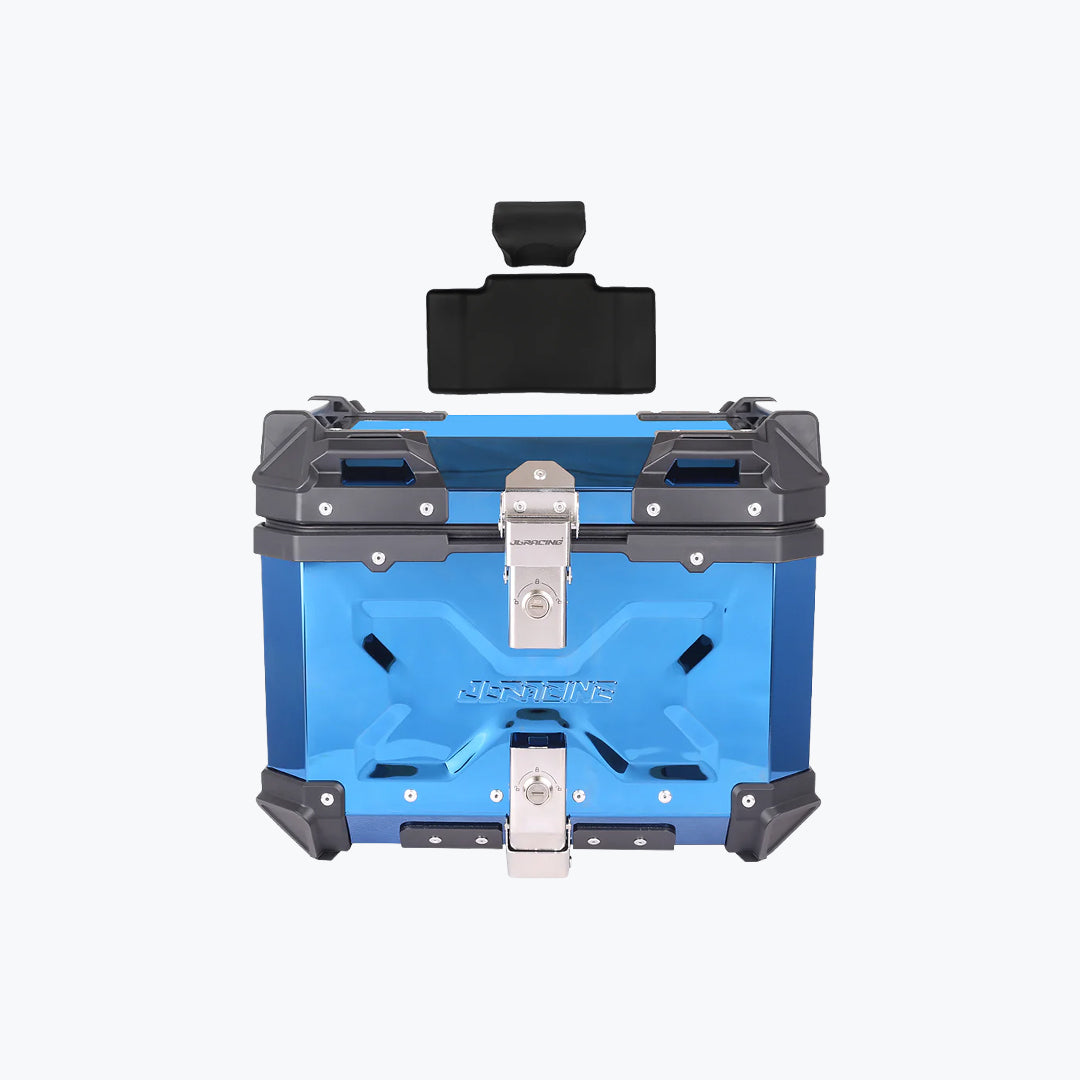 JB Racing TC Aluminium X45L Gloss Blue Top Box with Back Rest Pad