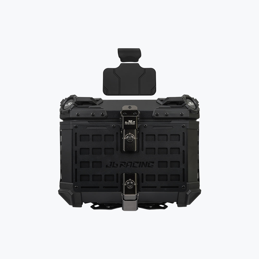 JB Racing TC 45L Black Fence V1.0 Premium Black Top Case With Backrest Pad