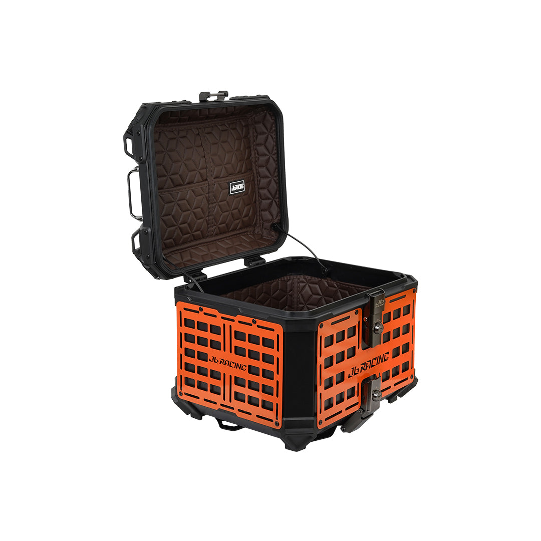 JB Racing TC 45L Orange Fence V1.0 Premium Black Top Case With Backrest Pad