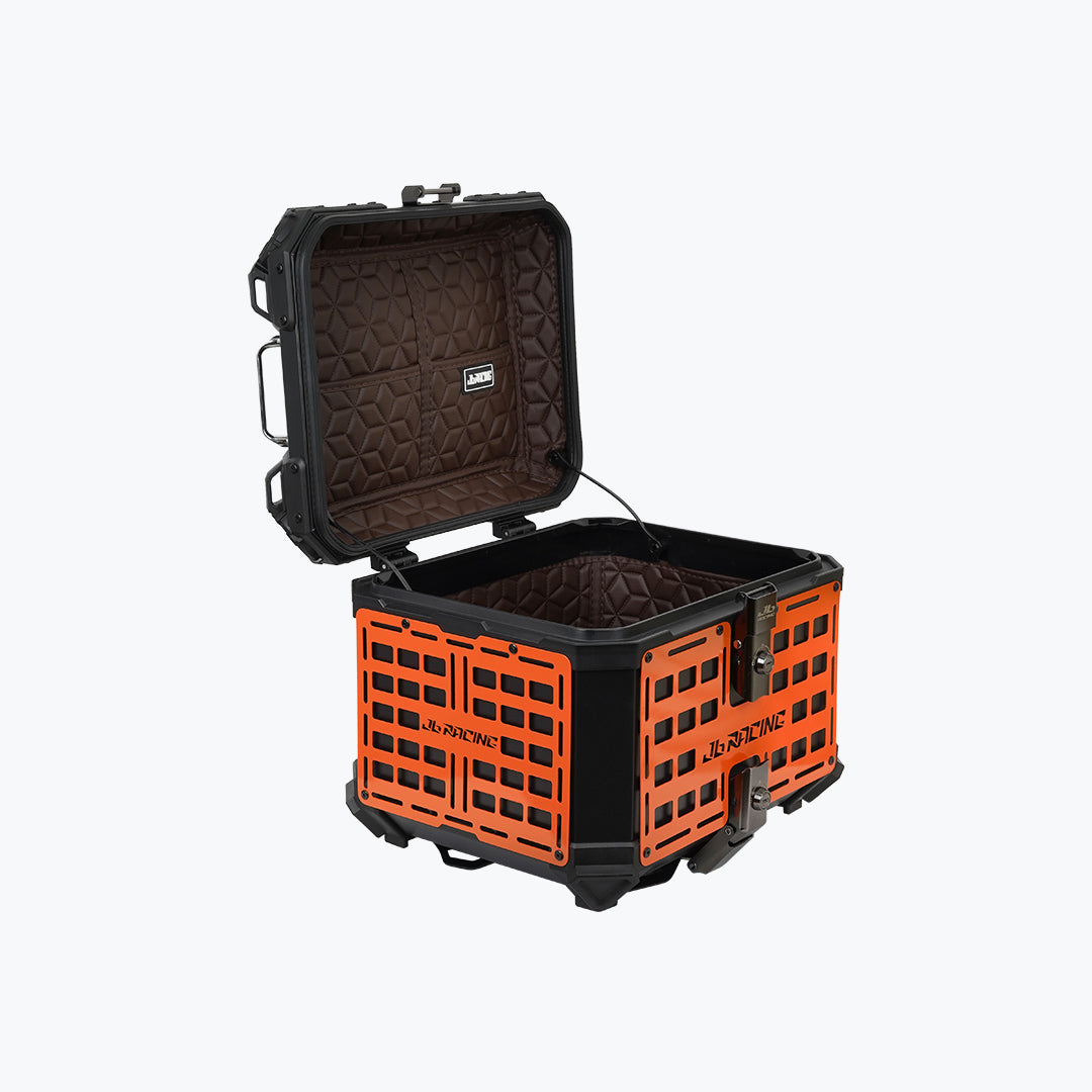 JB Racing TC 45L Orange Fence V1.0 Premium Black Top Case With Backrest Pad