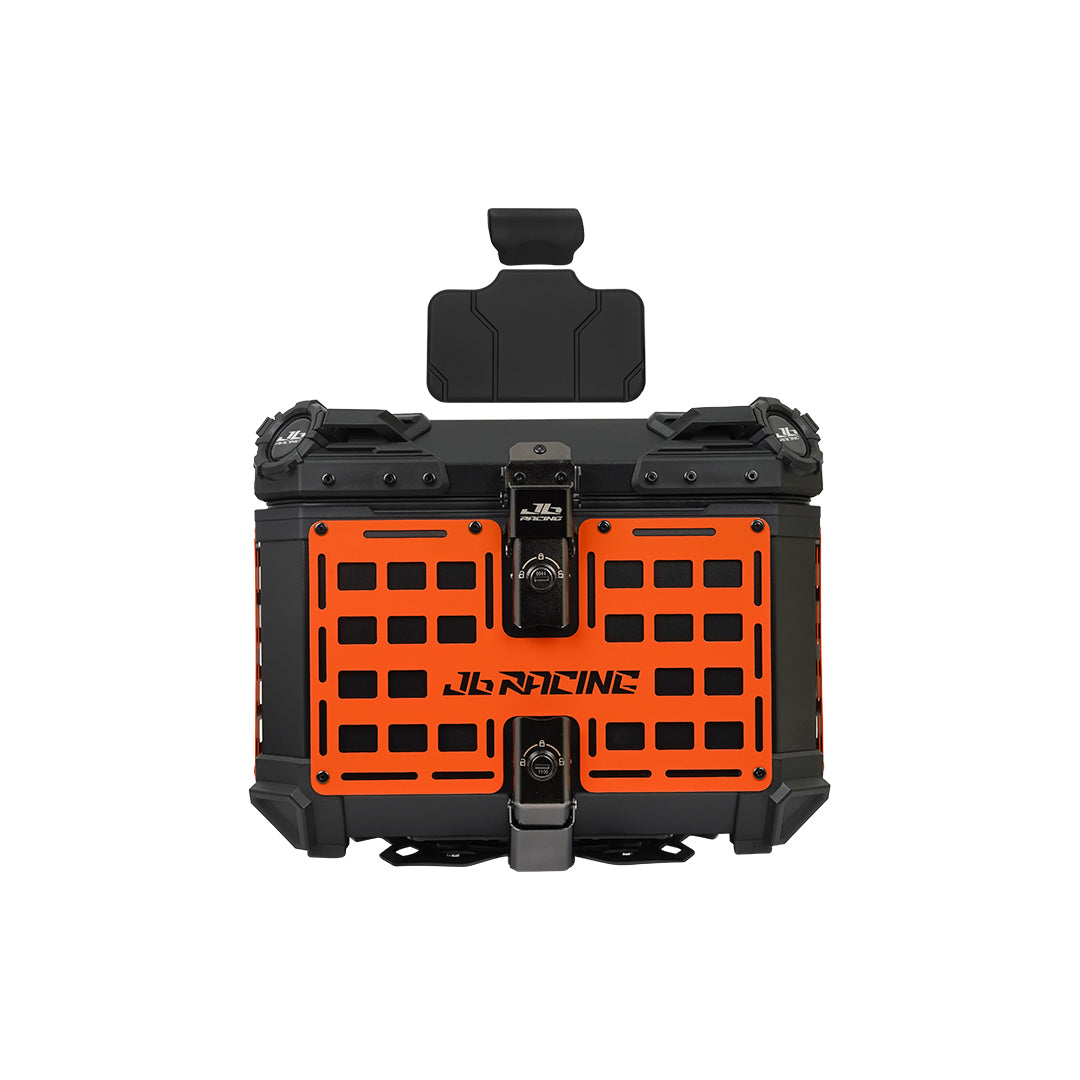 JB Racing TC 45L Orange Fence V1.0 Premium Black Top Case With Backrest Pad