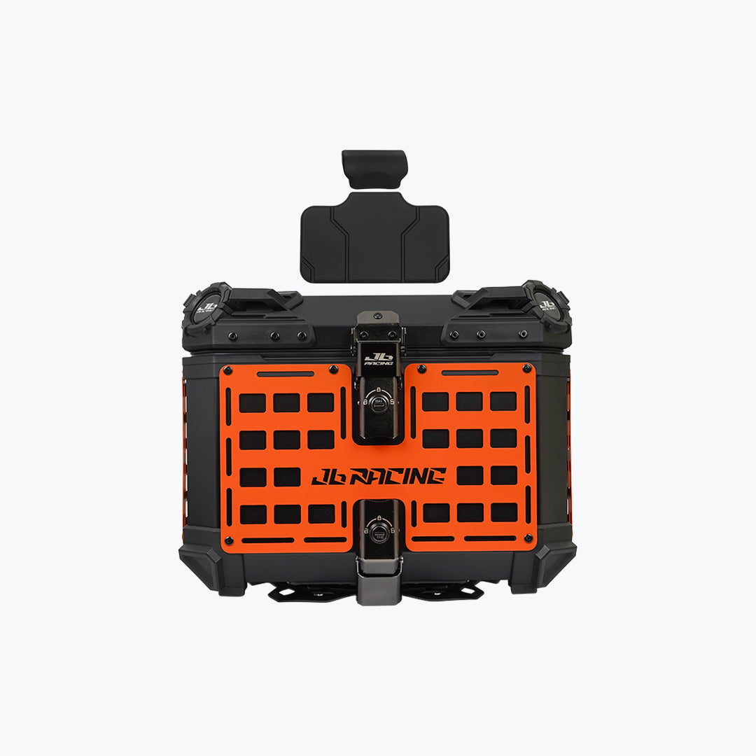JB Racing TC 45L Orange Fence V1.0 Premium Black Top Case With Backrest Pad