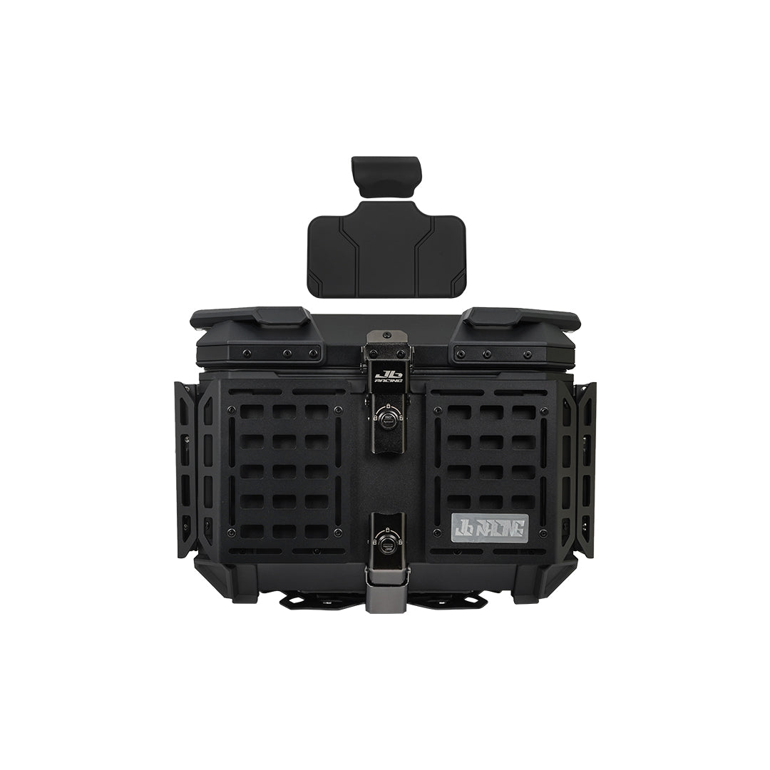 JB Racing TC 45L Black Fence V2.0 Premium Black Top Case With Backrest Pad