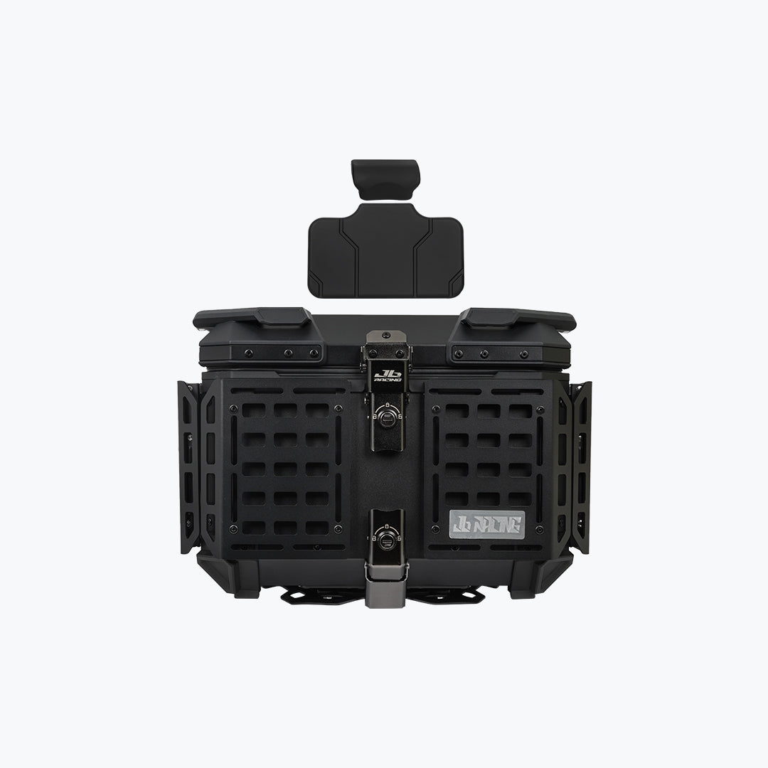 JB Racing TC 45L Black Fence V2.0 Premium Black Top Case With Backrest Pad