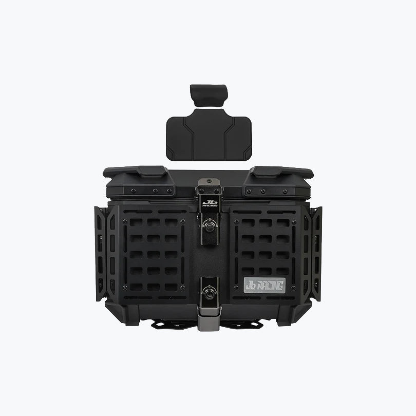 JB Racing TC 45L Black Fence V2.0 Premium Black Top Case With Backrest Pad