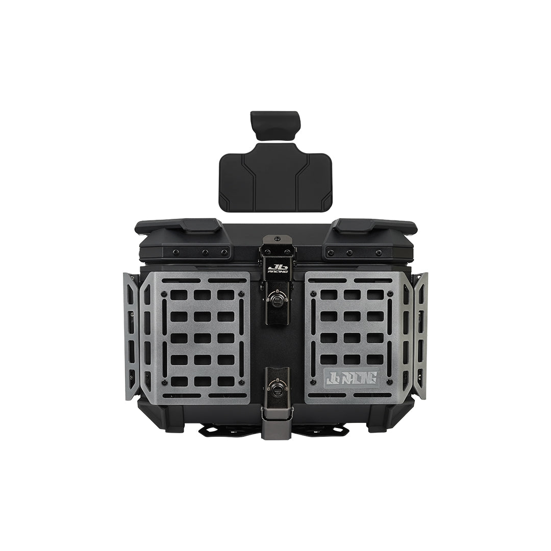 JB Racing TC 45L Titanium Fence V2.0 Premium Black Top Case With Backrest Pad